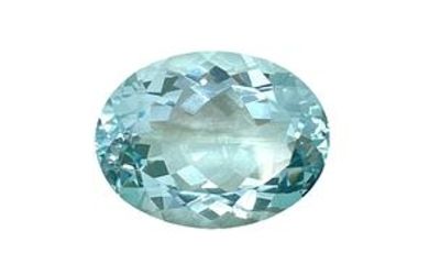 Aquamarine gemstone on a white background